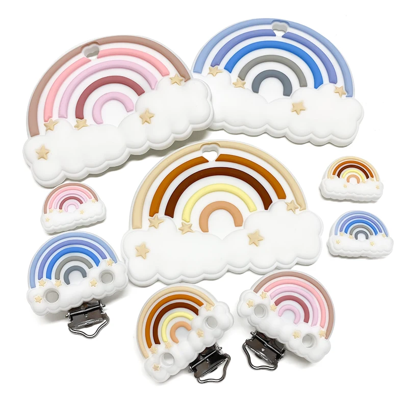 Teething Beads Silicone Rainbow Beads Teether Food-Grade Chewing DIY Nipple Chain Jewelry 1/3/10pcs