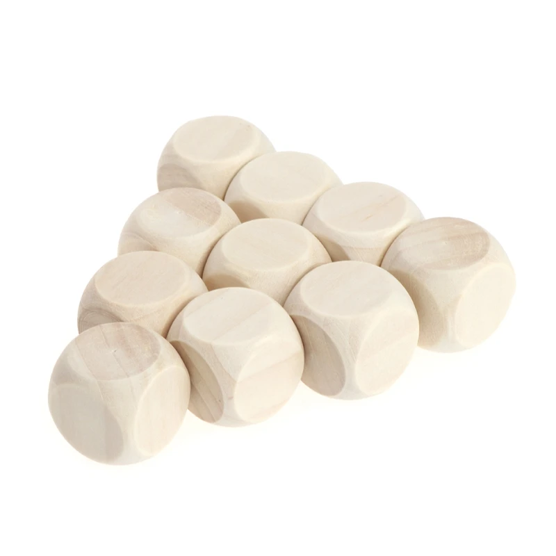 10 Pcs Blank Wooden  Unfinished Square Blocks 6 Sided  Cubes with Rounded Corners for DIY Craft Projects