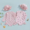 Toddler Baby Girl Rash Guard Swimsuit with Sun Hat 2 Piece Beachwear Children Long Sleeve Bow/Cherry Print Bathing Suit Swimwear