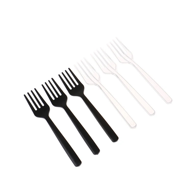 Description Picture 2 of item100Pcs Clear Transparent Cutlery Disposable Forks For Party BBQ Sticks Home Dining Food Cake Fruit Fork Disposable Tableware