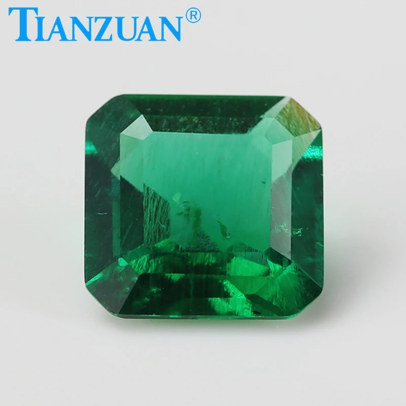 Emerald cut Square Shape Lab-grown Muzo emerald stone Hydrothermal Green Emerald  For Jewelry Making 10pcs natural volcano lava stone cube square 8mm 10mm loose crafts beads lot for jewelry making diy bracelet findings