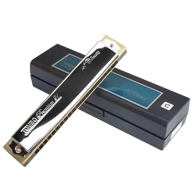 Tombo Tremolo Harmonica 21 Classic No. 3521S Prefessional Armonica 21 Holes Mouth Organ Key C A G Tone Harp Instrumentos