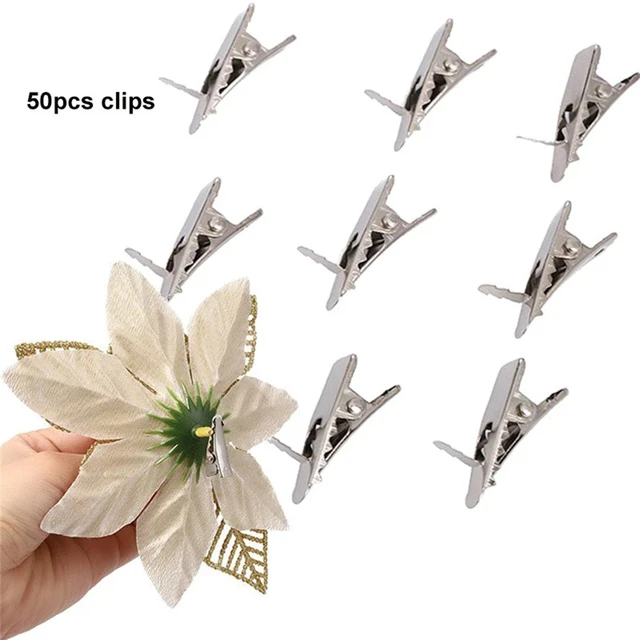 10pcs Small Silver Metal Alligator Clips For Christmas Flowers