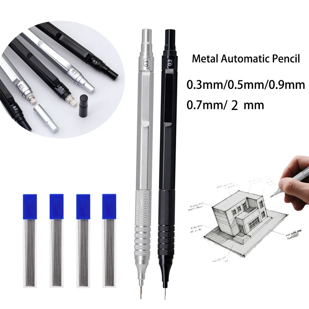 JOMPENS Metal Mechanical Pencil 0.7/0.9/0.3mm Refill Low Center of Gravity Lead Automatic Pencil Art Painting Writing Stationery 1 JOMPENS Metal Mechanical Pencil 0.7/0.9/0.3mm Refill Low Center of Gravity Lead Automatic Pencil Art Painting Writing Stationery 1