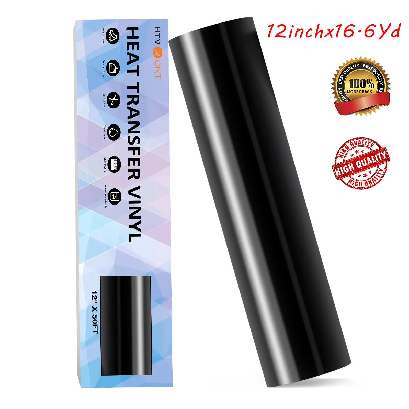 Heat Transfer Vinyl Roll HTVRONT 12"X50ft/30x1500cm PU Heat Transfer Vinyl Roll