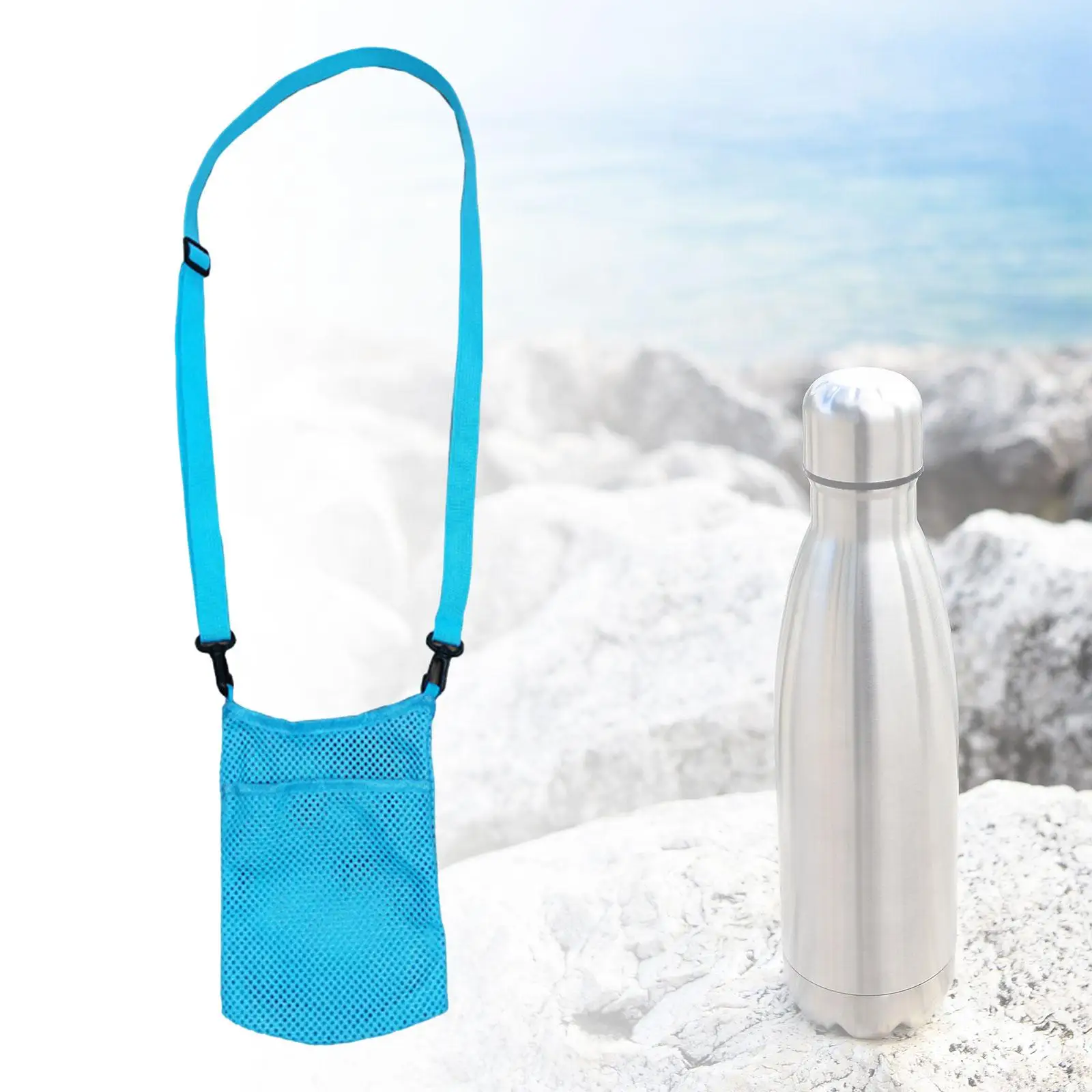 2-4pack Water Bottle Carry Bag Water Bottle Mesh Cover for Running Excersise