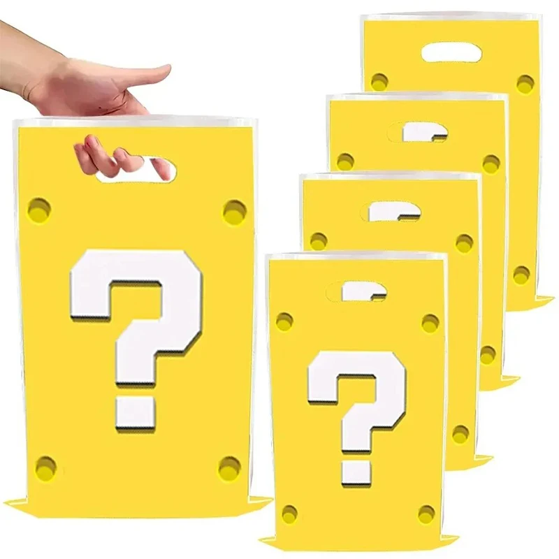 Gift Bags 30pcs Yellow Mario Themed with Handle Super Mario Bro Party Favors Bags Baby Shower Kids Birthday Party Decorations
