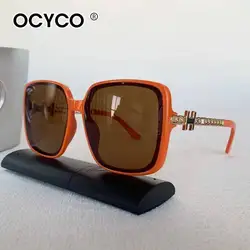 Vintage Brand Retro Punk Square Sunglasses with Large Alloy Frame & Letter Design - UV400 Protection & Unisex Style (C5 Orange)