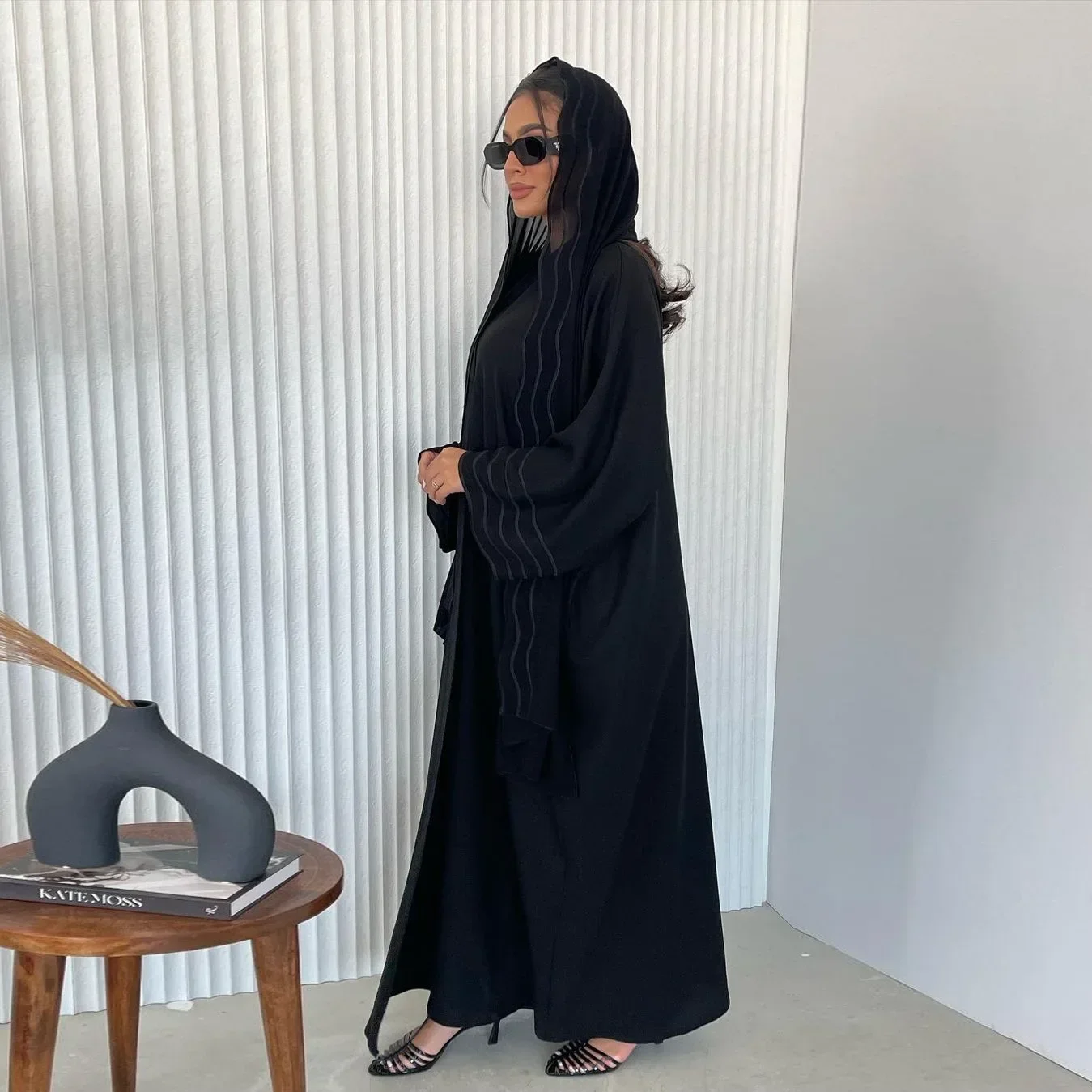 Embroidery Abaya with Hijab Scarf Cardigan Muslim Turkey Abayas for Women Dubai Islamic Jalabiya Party Dress Kaftan Robe Femme