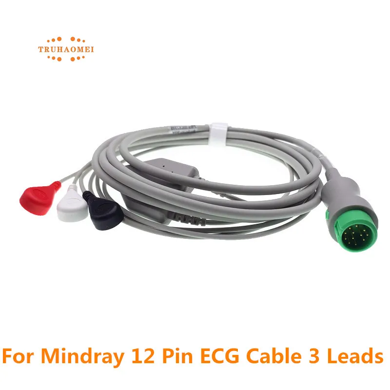 12 Pin Per Cavo Mindray Ecg One Piece 5 Leadwires E 3 Derivazioni Snap O Grabber Aha Clip Veterinaria Standard Beneview T5 T6 T8