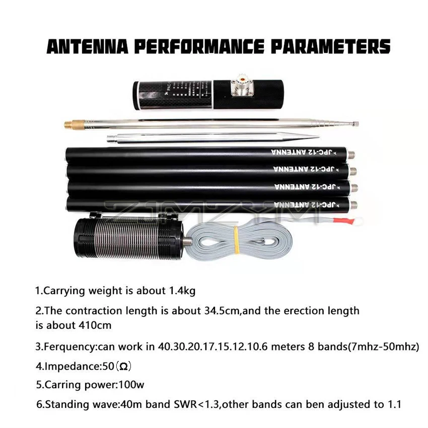 Antena de onda corta para exteriores, soporte de antena de onda corta portátil con regulador deslizante, 7-50MHz, 100W, para balcón, PAC-12