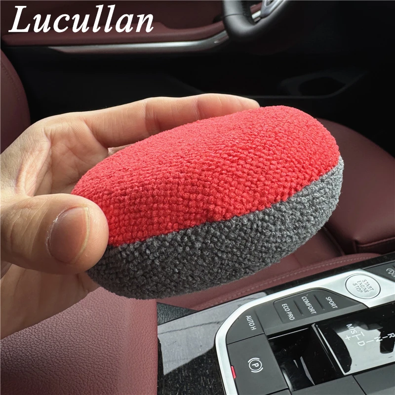 Lucullan 4 극세사 퍽 NO SOAK 어플리케이터 - 내부에 플라스틱 장벽이 있는 인체공학적 세라믹 코팅 스폰지