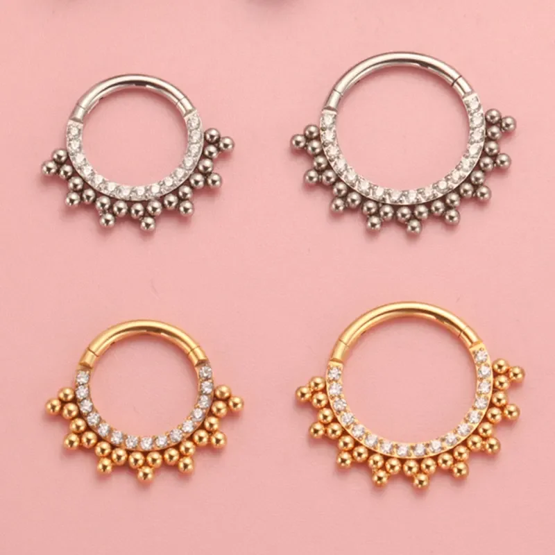 5 Anelli Per Piercing In Titanio G23 - Setto, Naso, Orecchio - 8/10/12mm - Multicolore Clicker - Foto 3