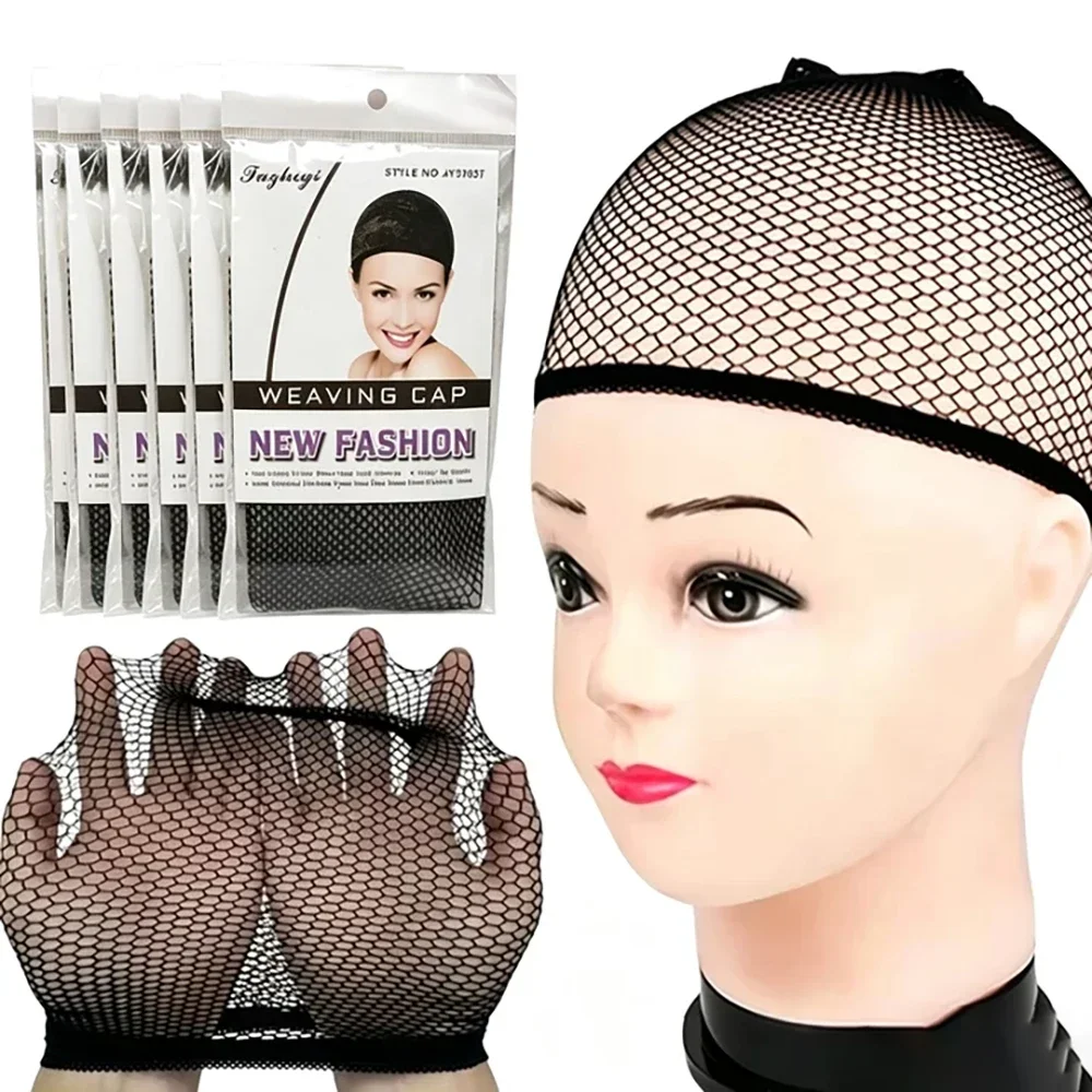 1/5/10Pcs High-Quality Black Elastic Hairnets Stretchable Wig Making Cap Cool Cosplay Weaving Hair Net for Hairdressing