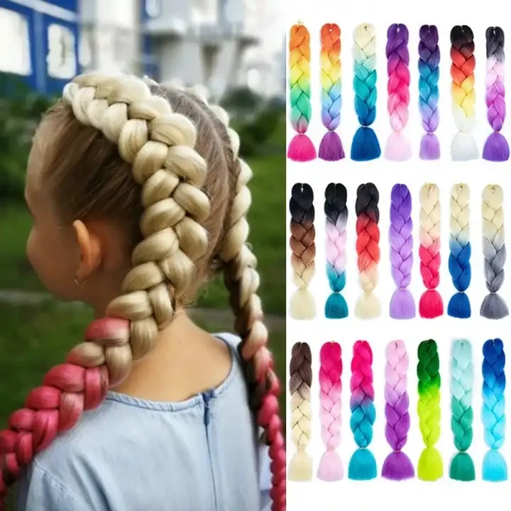 

Jumbo Braid 24 Inches Synthetic Braiding Hair Ombre Jumbo Hair Extension For Women DIY Hair Braids Pink Purple Yellow Gray