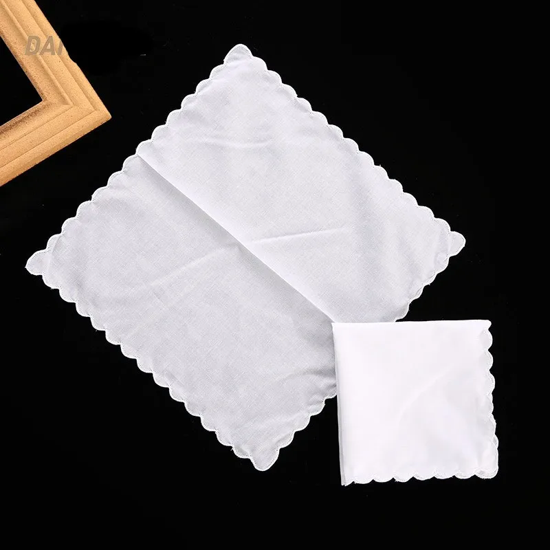 3Pcs 100% Cotton 30x30cm White Color Lace Women Handkerchiefs