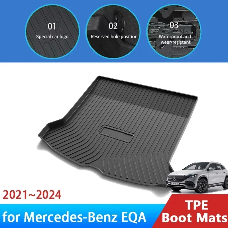 

Коврик для багажника автомобиля для Mercedes Benz EQA 250 300 350 2021 2022 2023 2024 H243 аксессуары водонепроницаемый коврик для багажника Защитная подкладка