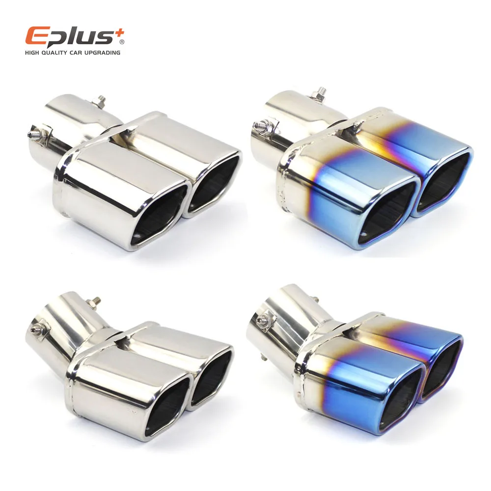 Universal Car Stainless Steel Exhaust Pipe Muffler Tail Pipe Nozzle End Square End One Change Two Double 60MM 75MM car exhaust tail pipe,car exhaust pipe valve kit,car exhaust pipe connector,car exhaust pipe bracket,car exhaust pipe hook