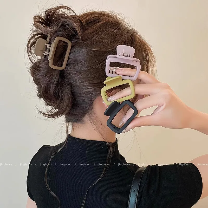 

Small Hair Claw Clips Women Girls 5.2cm Square High Ponytail Clip Clamp Korean Simple Matte Non Slip Hair Styling Accessories