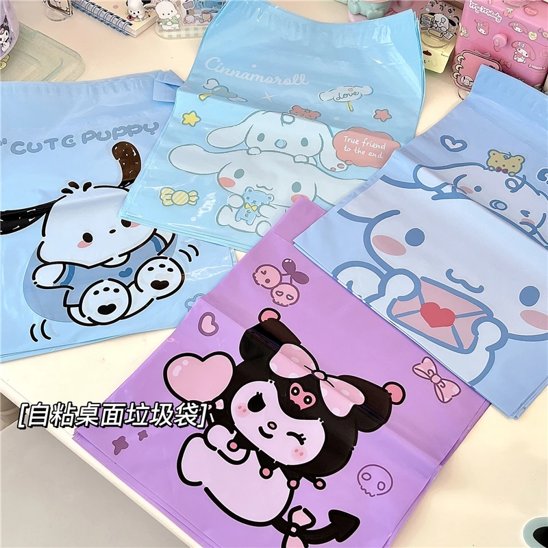 

10Pcs Pack Kawaii Sanrios Cinnamoroll Pochacco Kuromi Cartoon Car Dormitory Desktop Self Adhesive Garbage Bag Cute Storage Bag