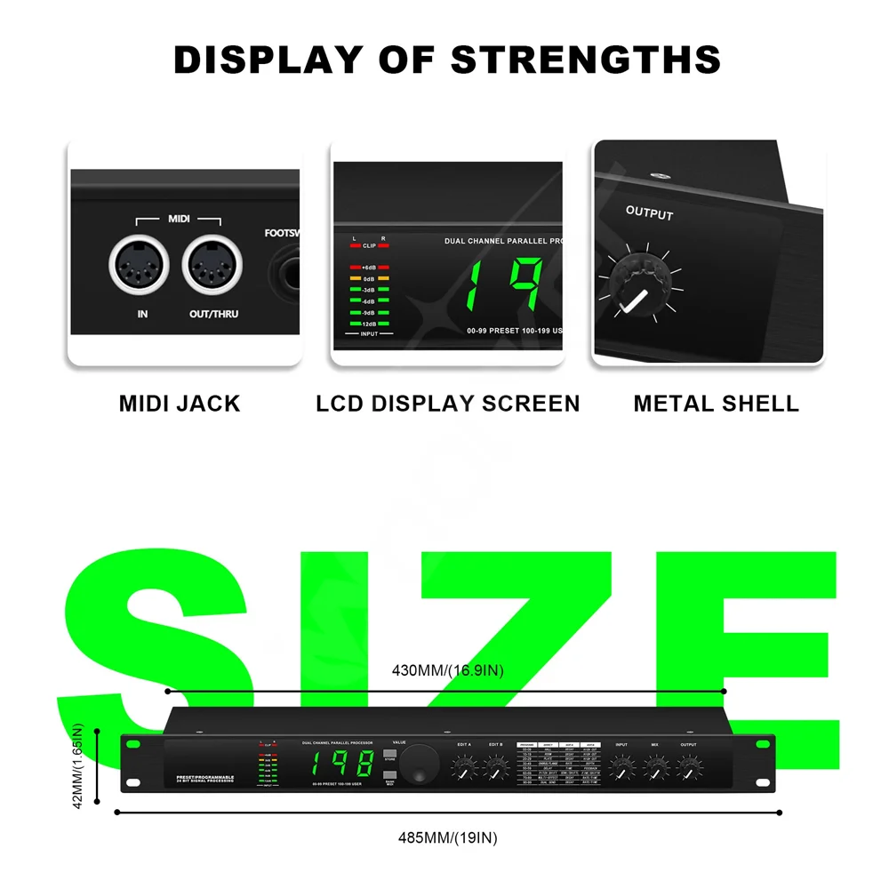 Echo Hybrid Digital Audio Processor Multi Effects Digital Reverb 199 Preset Soun