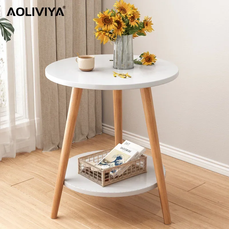 

SH 2023 Year New AOLIVIYA Small Round Table Coffee Table Simple Living Room Home Sofa Side Table Bedroom Bedside Table Balcony M