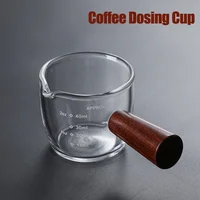 100ml Coffee Cup with Graduated Glass Dosing Mup Resistant Tropical Wooden Handle Espresso Cups for Barista Milk Coffeeware 1