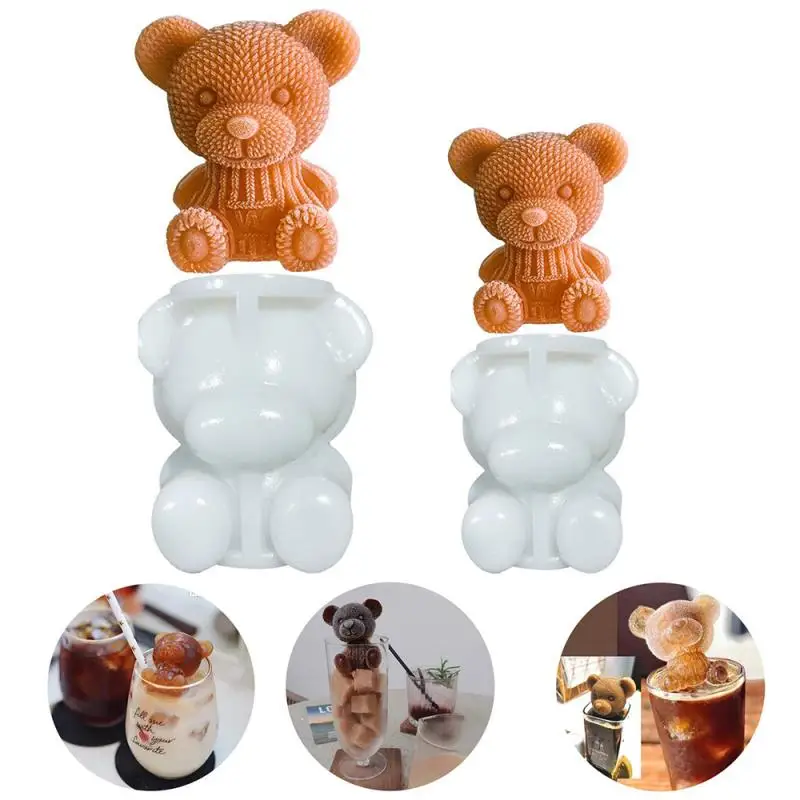 Silicone Mold Ice Maker Little Teddy Bear Shape Chocolate Moulds Summer Ice Cream Whiskey Wine Cocktail Silicone Mold