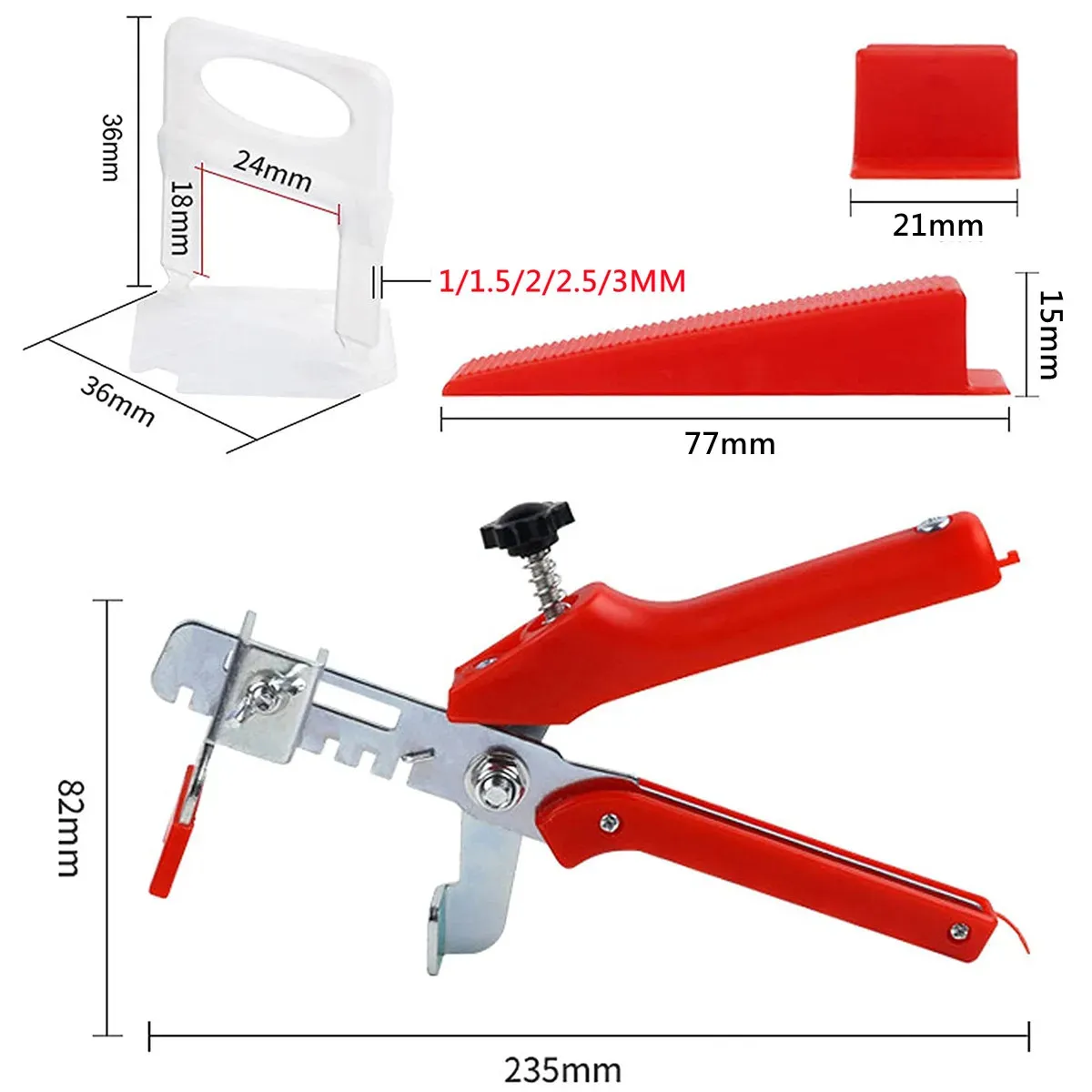 501Pcs Tile Leveling System 1/1.5/2/2.5/3MM Tiles Leveling Tool Kit with 400Pcs Tile leveler Spacers Clip+100Pcs Wedges+1 Pliers tile spacers tile leveling clips tile leveling tools