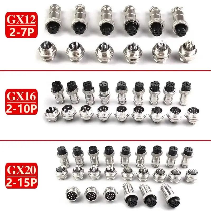 5pcs GX12 Aviation Connector 2 3 4 5 6 7 Pin Male Female M12 Connector Aviator Plug Socket image 3