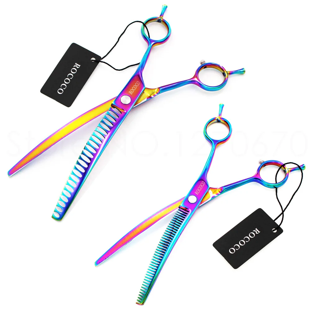 Pet Downward Curved Thinning Scissors 6.5 7 8 inch Professional Dog Shark Thinning Shears Cat Grooming Clipper Hair Cut Tools dog grooming scissors dog grooming scissors kit