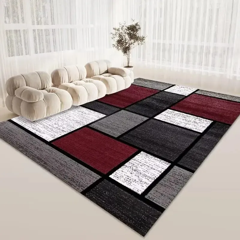 Geometric Modern carpets for living room Red Black Creativity Rugs Sofa Chair Beside Mat Light Luxury Rugs for Bedroom tapete 3