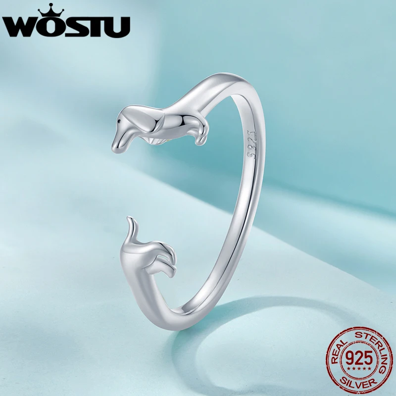 Silver Ring 925 Sterling Silver Dachshund Dog for Women