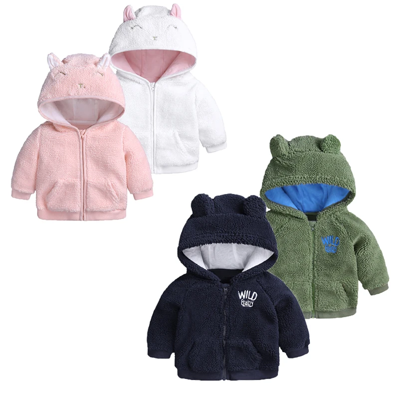 Baby Girls and Boys Fleece Coat Newborn Cute Winter Hoodie Infant Clothes Girl Zipper Coat Long Sleeve Baby Jacket