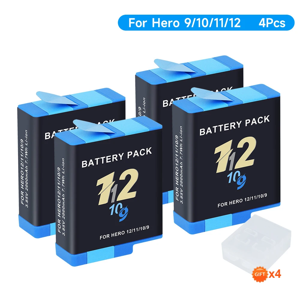 High-Capacity 2000mAh Battery with LCD Display 3-Slot Charger & Type-C Port
