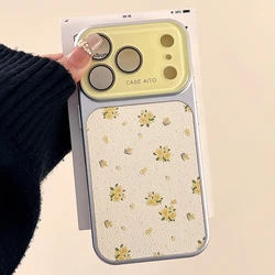 Luxury Floral Window Phone Case with Camera Protector - Shockproof Ultra Slim Design - iPhone 16 Pro Max (Yellow)