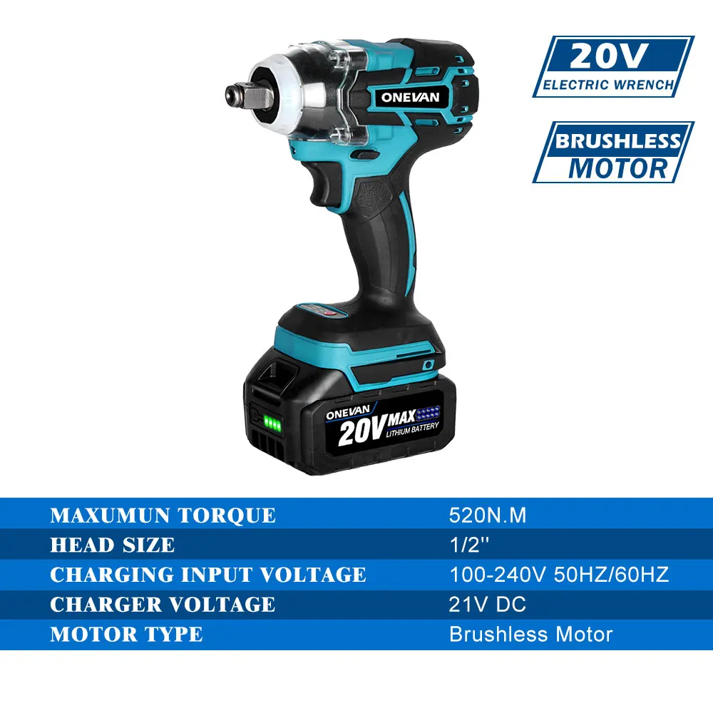 Bleu - 520N. Makita-Clé à chocs électrique sans balais, Outil électrique de  pilote sans fil, Couple M, Batter - Cdiscount Auto