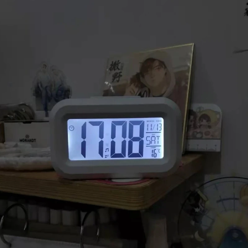 LED 디지털 야간 발광 알람 시계, 홈 오피스용 전자 알람, 백라이트 스누즈 달력 시계, 온도 전자 시계