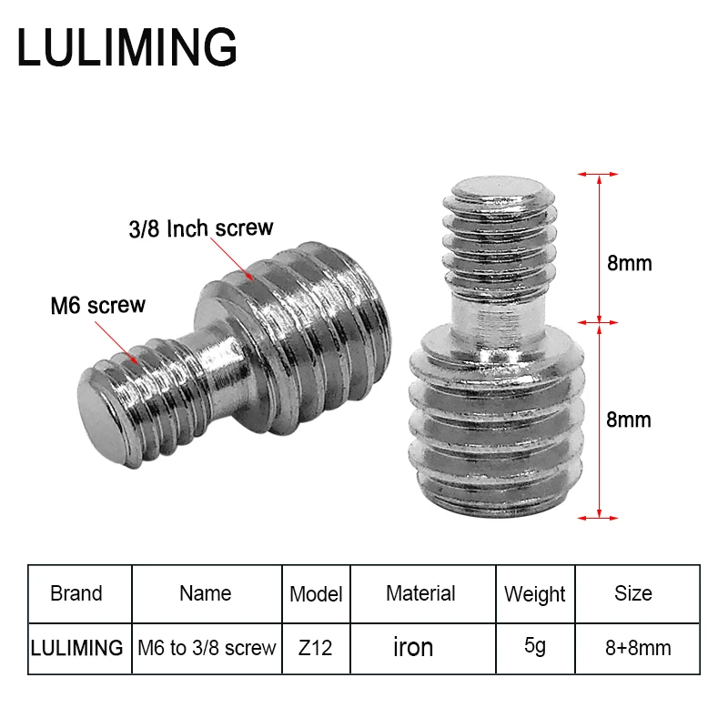 3/8-16 to1/4-20 M6 카메라 변환 나사 삼각대 볼 헤드 어댑터 마운트 나사 퀵 릴리스 플레이트 사진 액세서리