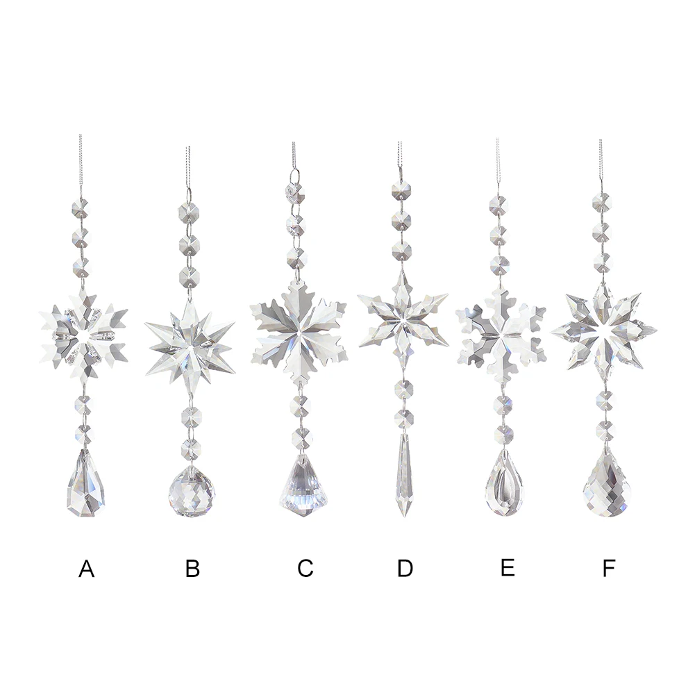 Snowflake Rainbow Maker Crystal Sun Catcher Prism Hanging Window Crystal Light Catcher Jewelry Wind Chimes Home Christmas Decor