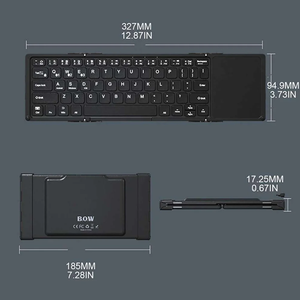 Missgoal-teclado Dobrável sem Fios Recarregável com Touchpad Multi-dispositivos Bluetooth para Ios e Android - Imagem 3