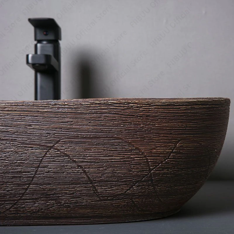 Ceramic Table Sink Porcelain Countertop Vessel Sink For Bathroom Balcony Lavatory Washbasin Above Counter Vanity Bowl Art Basin 5