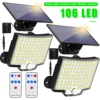 106LED Solar Light Outdoor Waterproof with Motion Sensor Floodlight Remote Control 3 Modes for Patio Garage Backyard 1