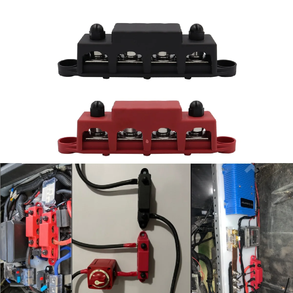 M8 M10 4 Post Blocco Di Distribuzione Dell'Alimentazione Morsettiera Vite Bus Bar Cablaggio Ad Alta Corrente Blocco Di Giunzione Della Batteria Per Rv