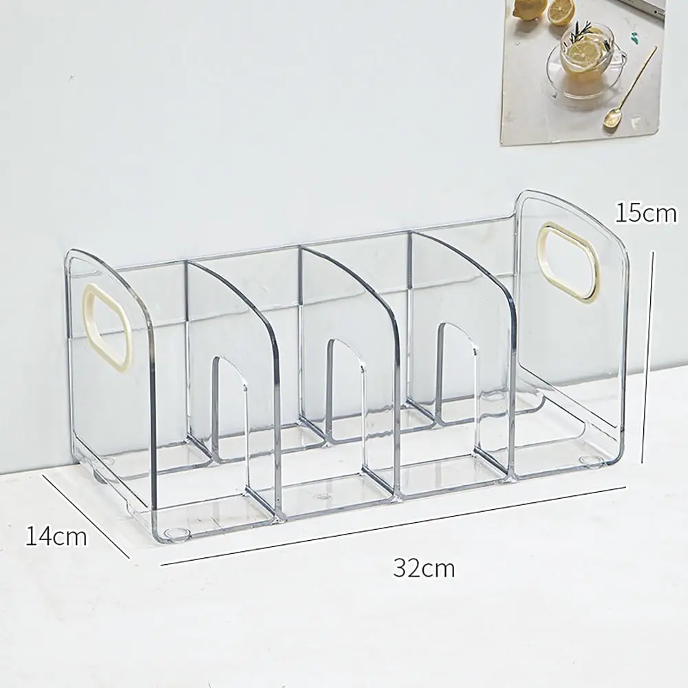 Clear Acrylic Bookends Desk Organizer Handle Desktop Sorting Rack Divided Book Stand Study Supplies