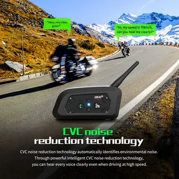 EJEAS V6PRO Bluetooth Helmet Intercom – 800m range, 6-rider communication, 850mAh battery. 16