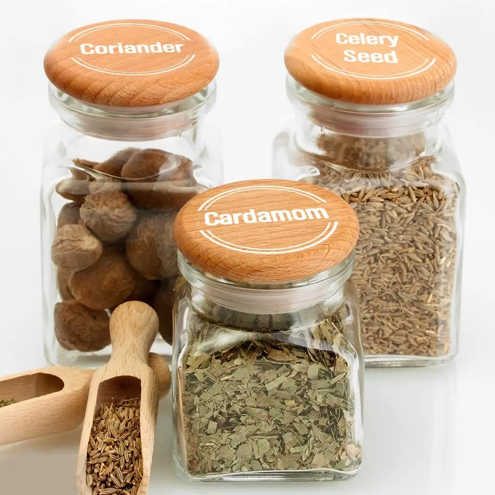144 Pcs Transparent Spice Labels Oil-proof Stickers for Kitchen Jar Organization Food Labels Waterproof Kitchen Seasoning Names