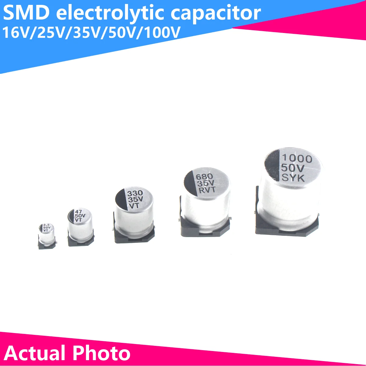 SMD Capacitor Electrolytic capacitor SMD 16V 10 25V 35V 50V 10UF 22UF 33 47UF 100UF 330uf 470uf