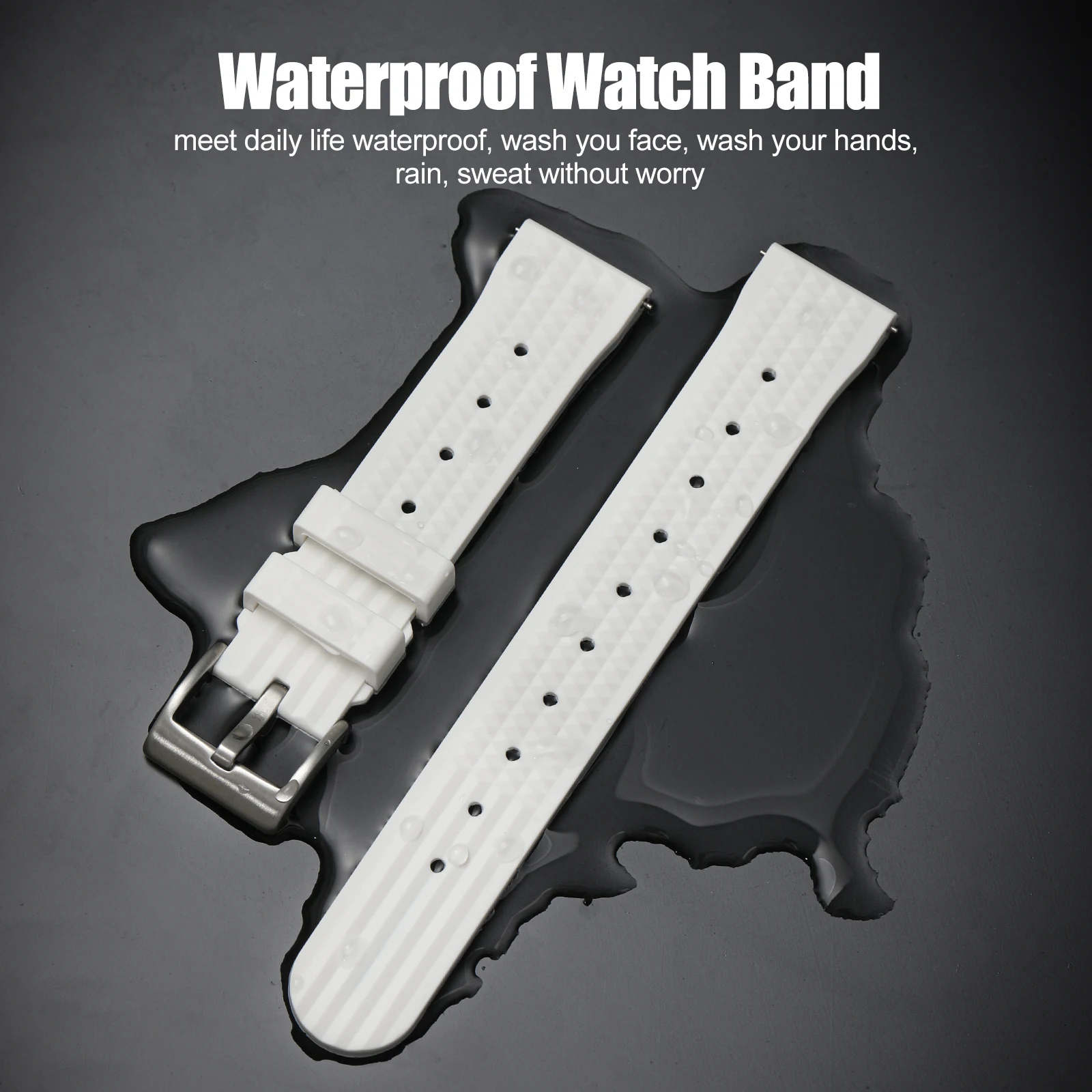 Premium Waterproof Fluororubber Sports Watch Strap with Quick Release