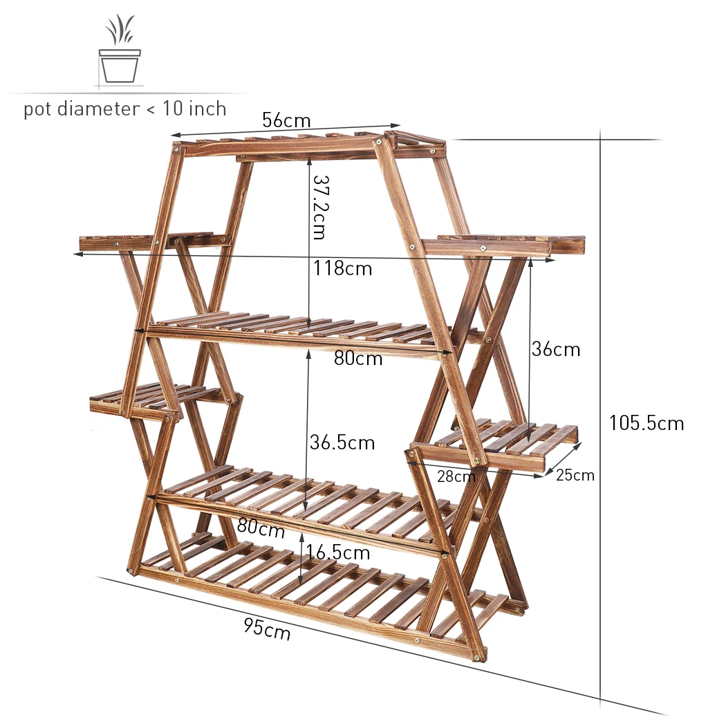 Large Wood Plant Stand Garden Shelves Flower Display Rack for Indoor Outdoor